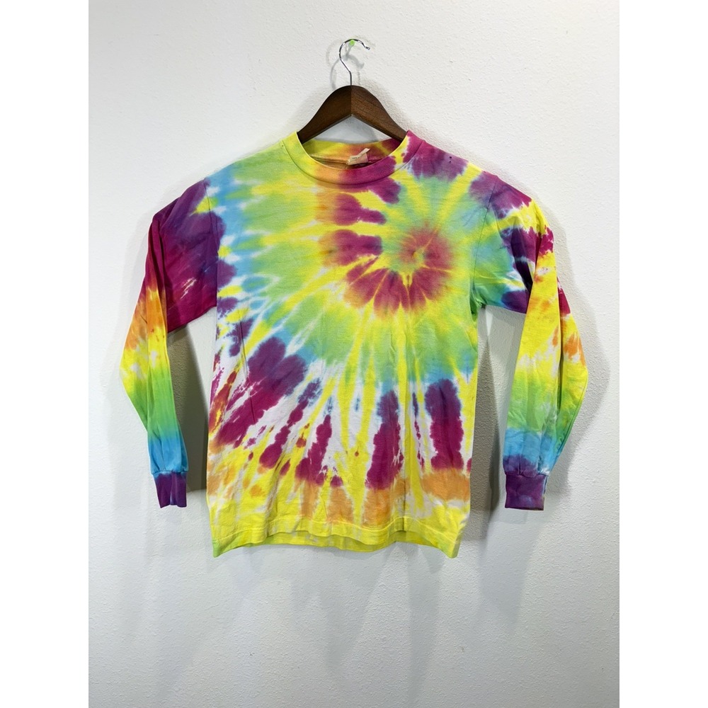 Vintage Tie Dye Shirt Men Size M Hippie Long Sleeve Boho Distressed